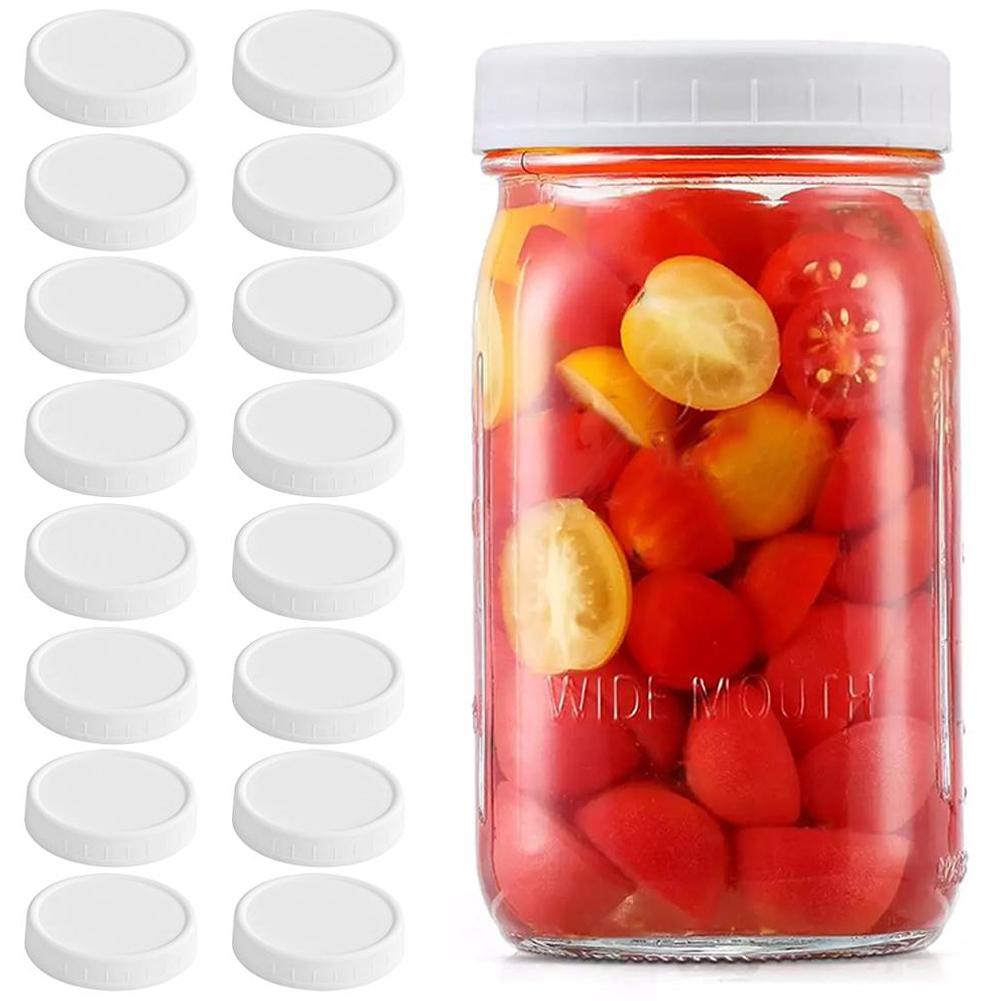Bean Hopper Lid - 1/16個入り 再利用可能な86mmプラスチック製メイソンジャー蓋 広口ジャー用 漏れ防止シールボトルカバー 注ぎ口付き蓋 密閉性の高いキッチンツール
