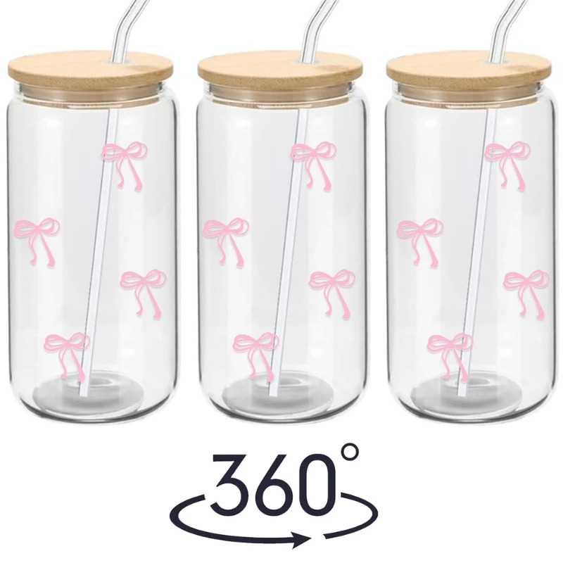 可愛いリボン付きガラスカップ 500ml タンブラー メイソ - Bean Hopper Lid のレビューと価格