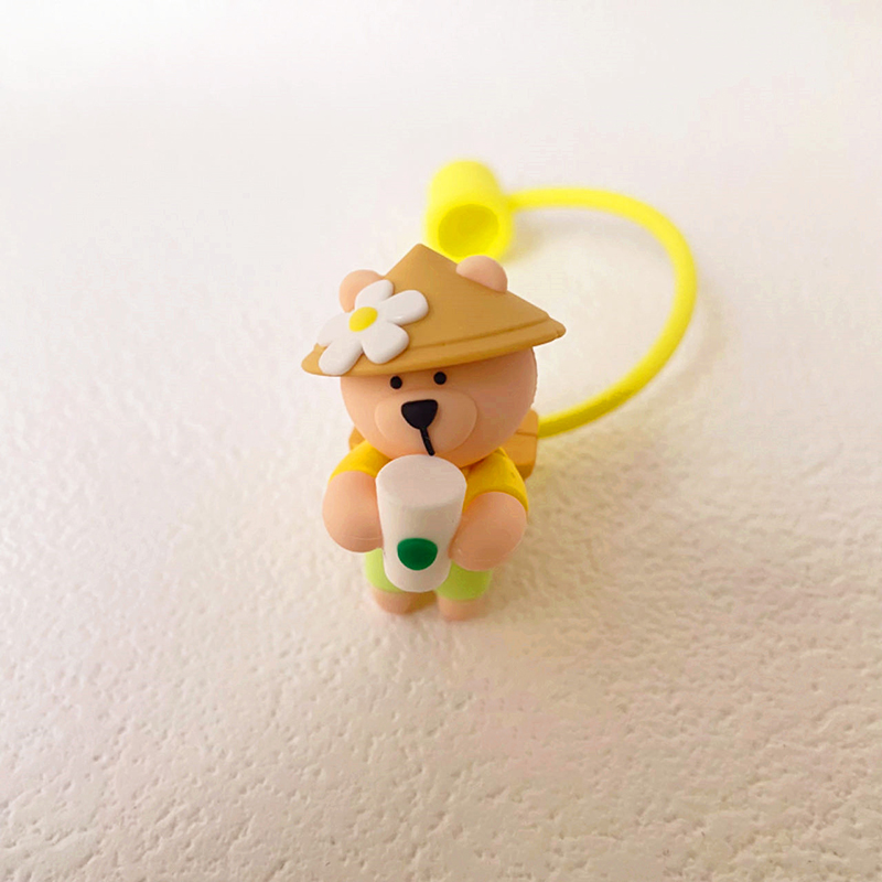 1PC かわいいシリコーンストローカバー漫画クマダストプラグ - Bean Hopper Lid のレビューと価格